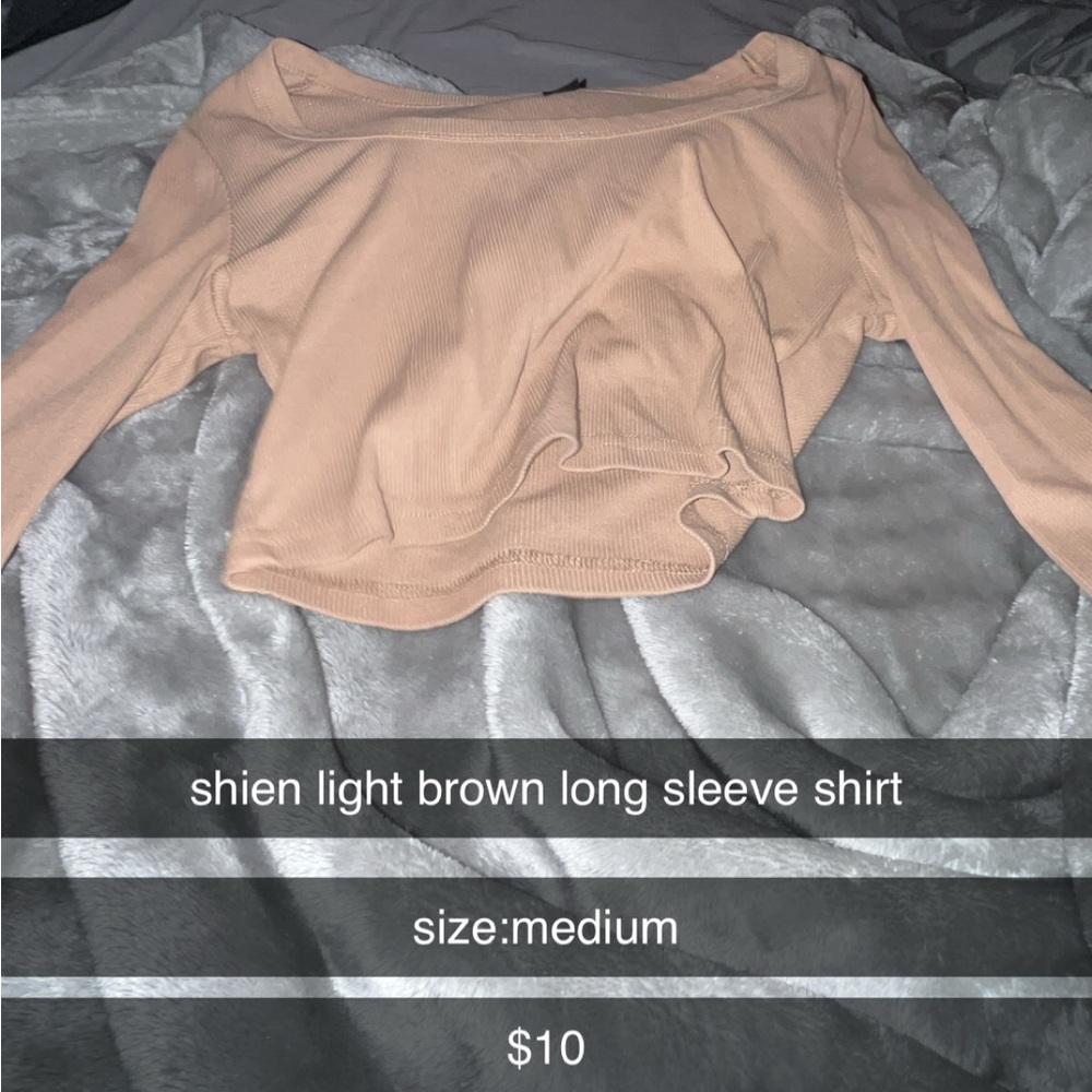 SHEIN Light Brown Long Sleeve Crop Top